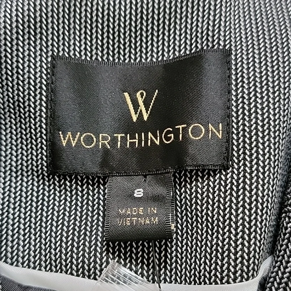 Worthington‎ Womens Black White Chain Blazer Jacket Size 8 New 830-4006 0059